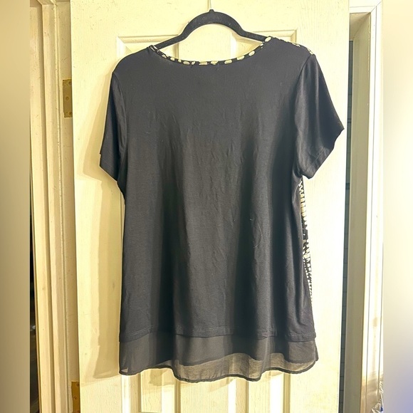 Flashy black and silver metallic animal print tee tshirt l large U-Knit - Picture 2 of 3